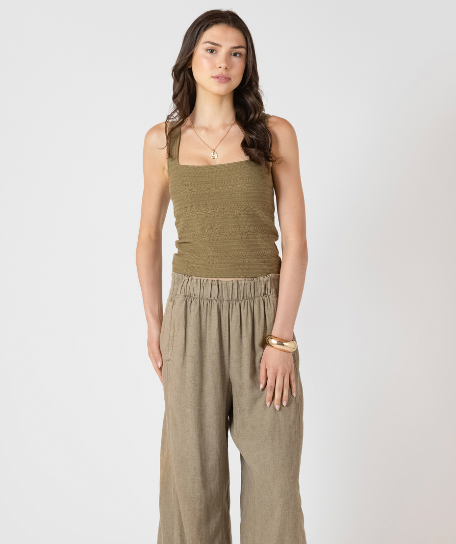 SQUARENECK TEXTURED TANK - DUSTY SAGE