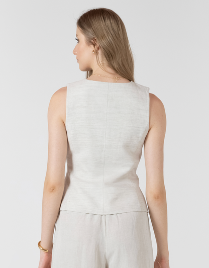 BUTTON UP VEST - LIGHT ECRU