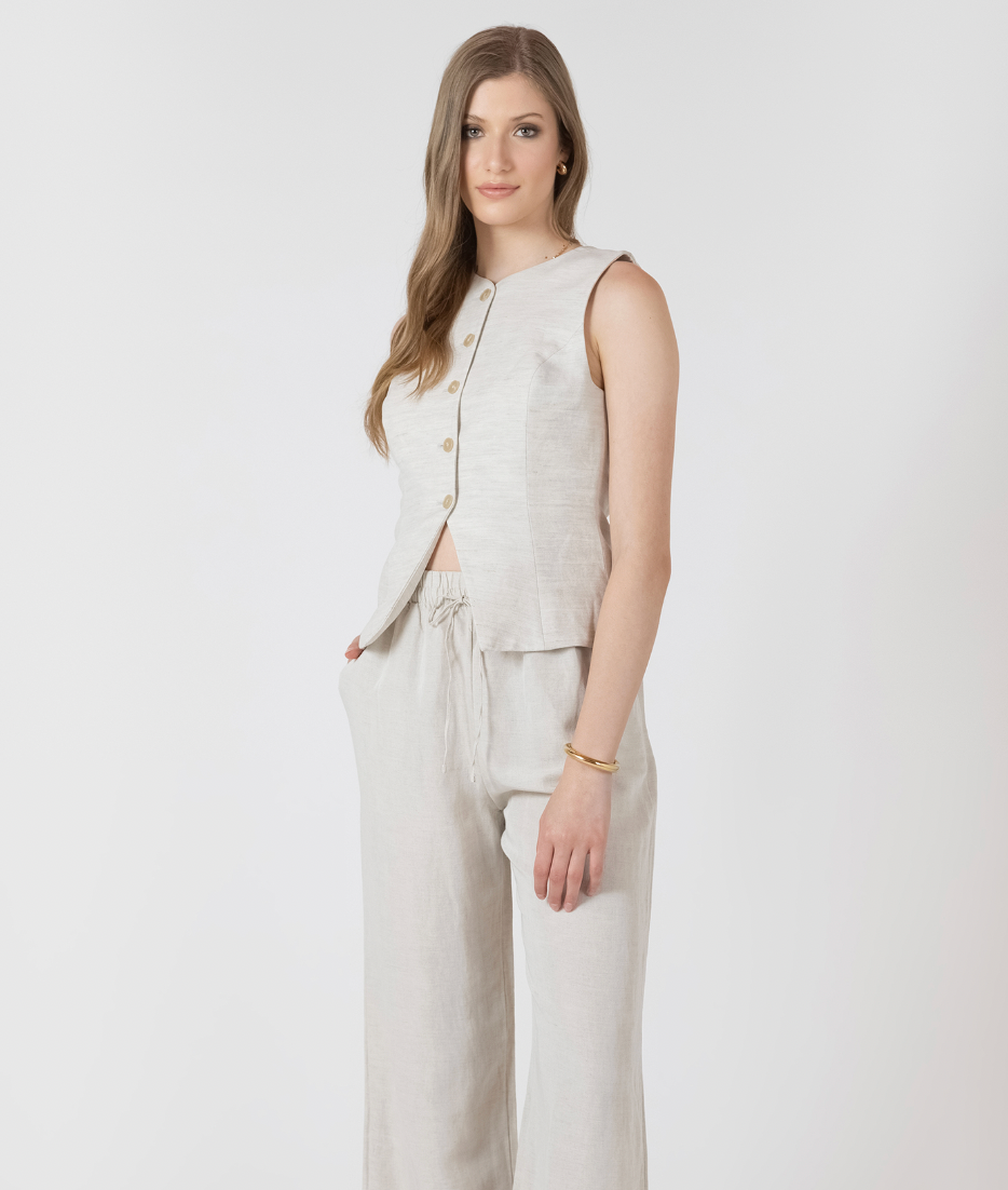 BUTTON UP VEST - LIGHT ECRU