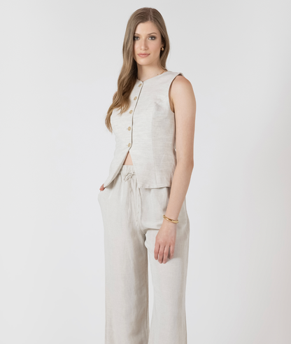 BUTTON UP VEST - LIGHT ECRU
