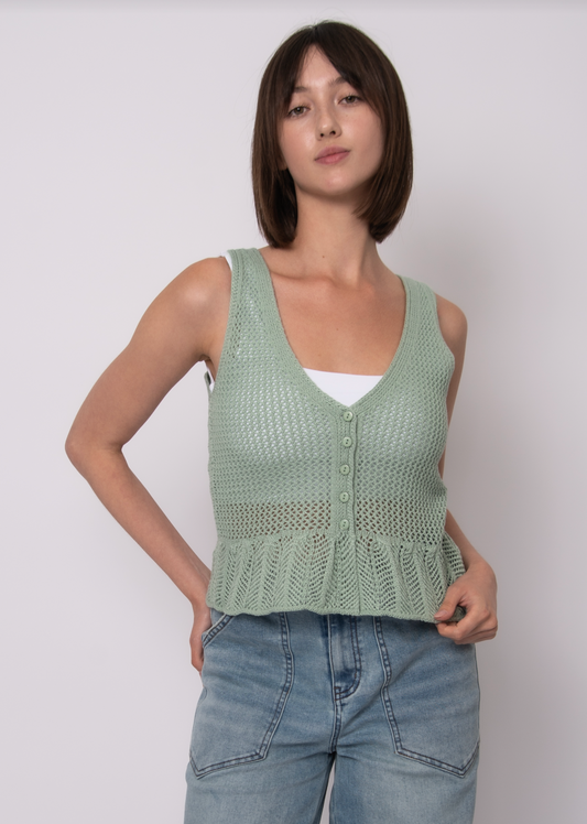 MALENA SLEEVELESS V NECK CARDIGAN-IVY GREEN