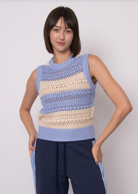 ABIGAIL SLEEVELESS CREW NECK PULL OVER - BLUE