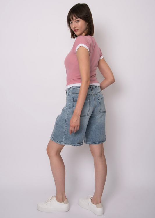 JEN STRETCH TWILL SHORT - LIGHT WASH