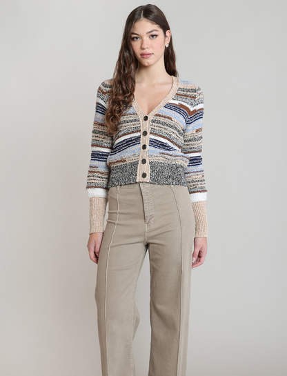 DEX - MELANGE STRIPED CARDIGAN
