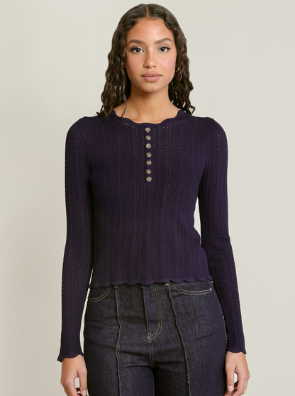 DEX -HENLEY SWEATER TOP - NAVY