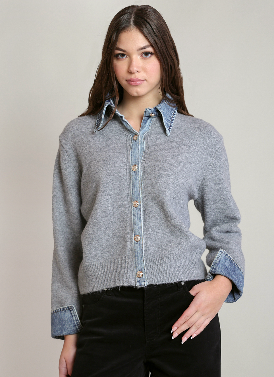 DEX - Light Grey Denim Sweater