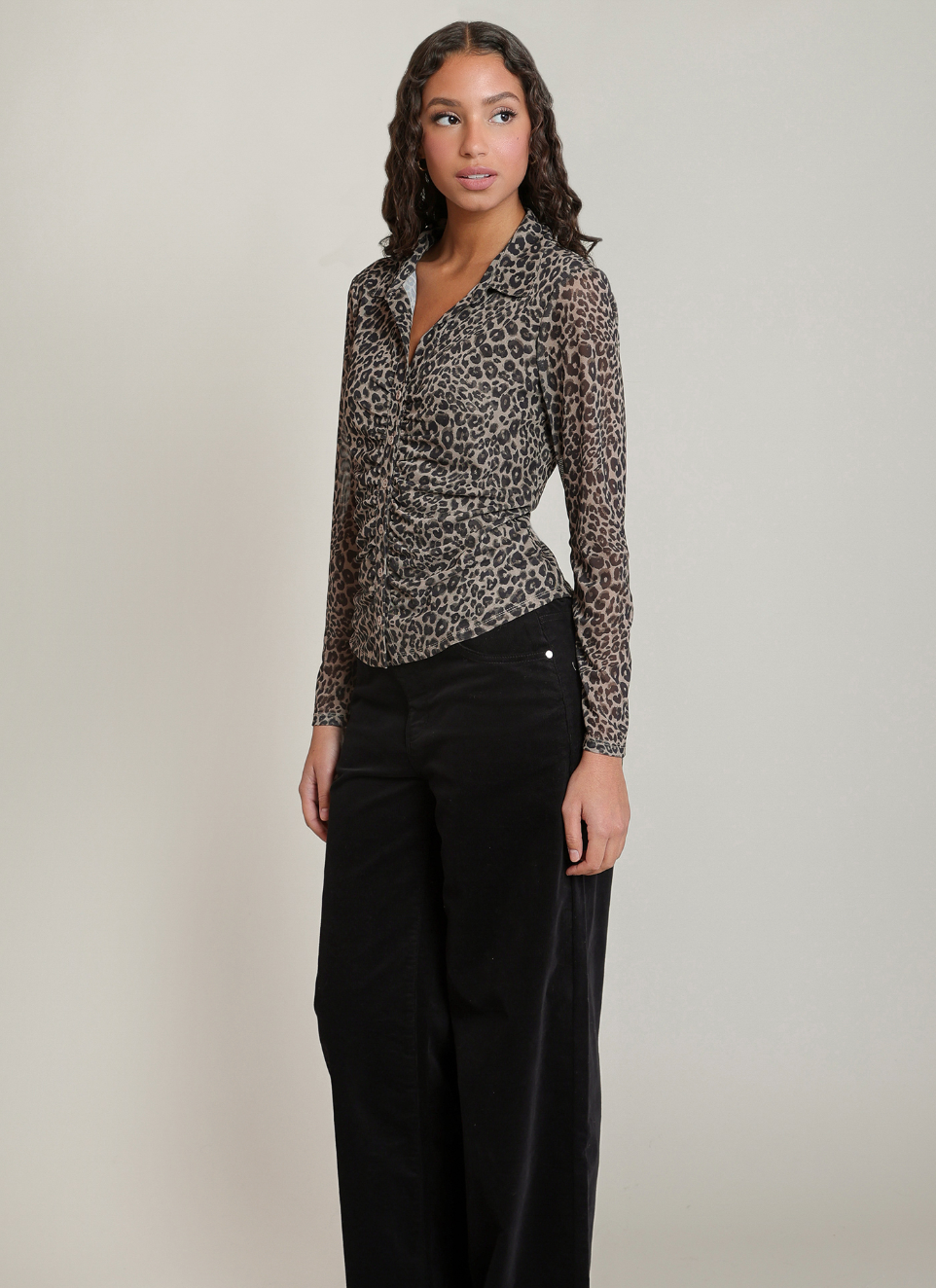 DEX - LEOPARD MESH SHIRT