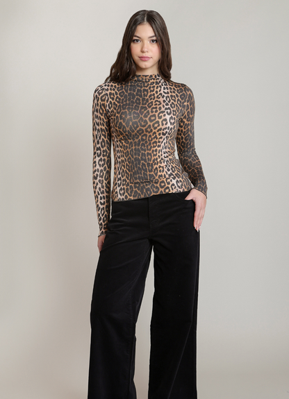 DEX - LEOPARD MOCK-NECK TOP