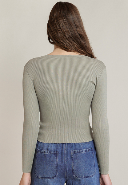 DEX - SCALLOP NECKLINE SWEATER TOP