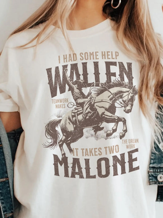 Western Style Wallen Malone T-Shirt or Sweatshirt - It Takes Two