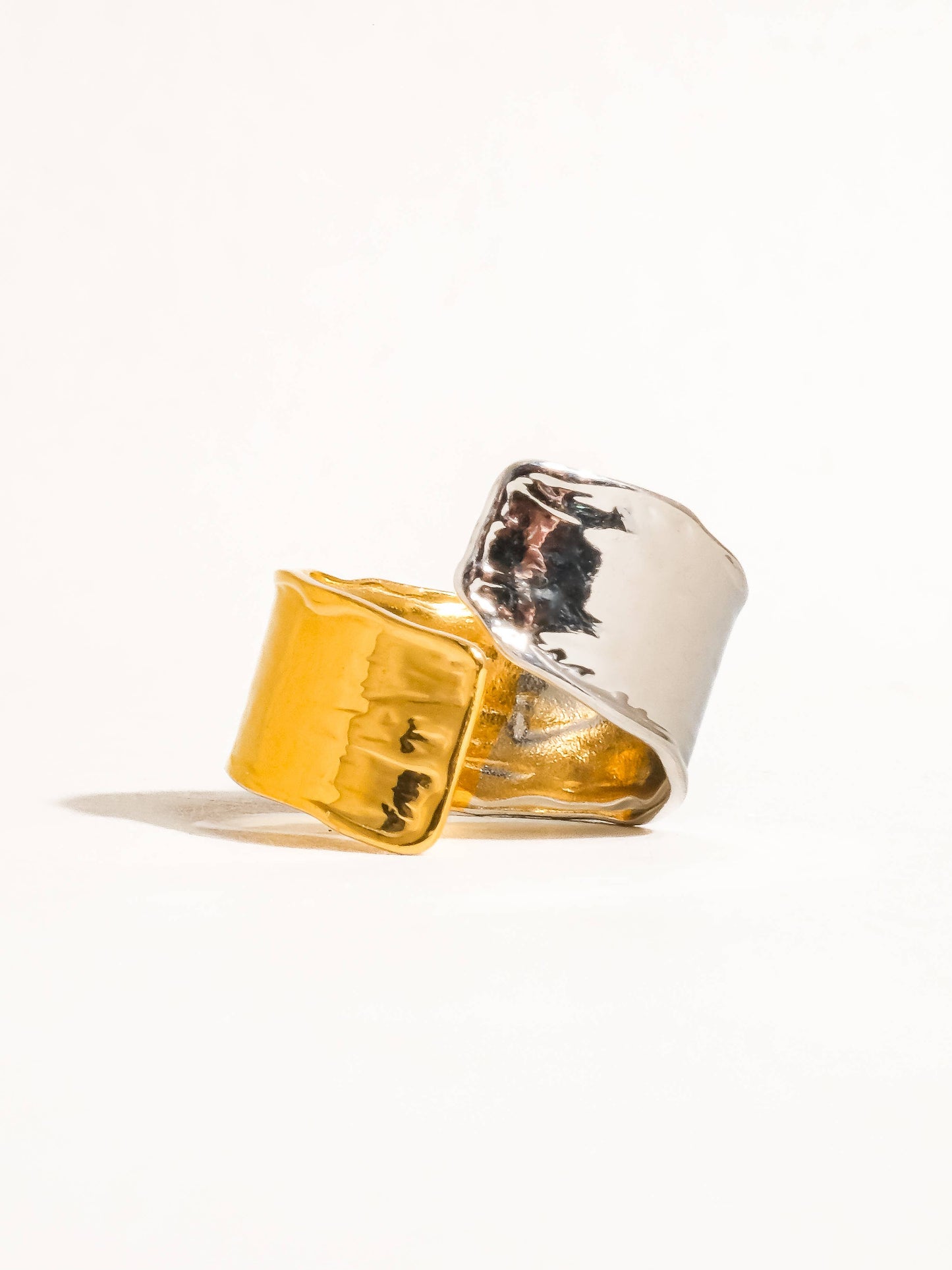 Emmy 18K Gold Non-Tarnish Textured Open Ring: Multi-Colored