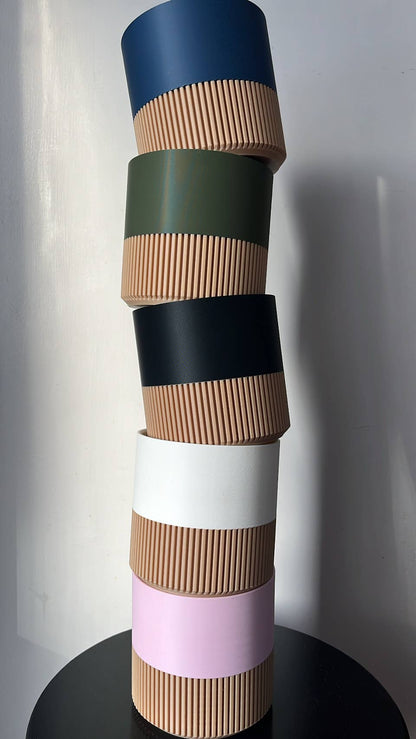 Two-toned Wood & Colour (Olive) Plant Pot : Olive / Medium