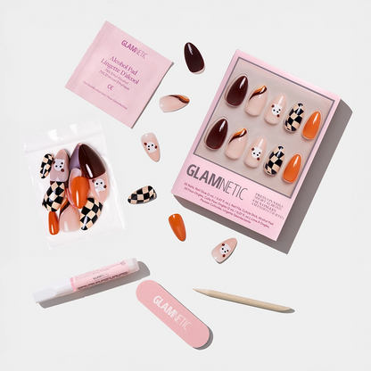 Fall Boo Press-On Nails | Short Almond Halloween Accent Nail