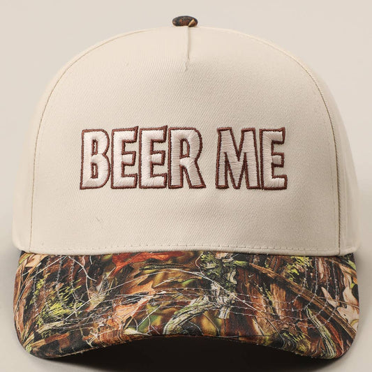 BEER ME Embroidery Leopard Camo Trucker Hat: CAMO / ONE SIZE