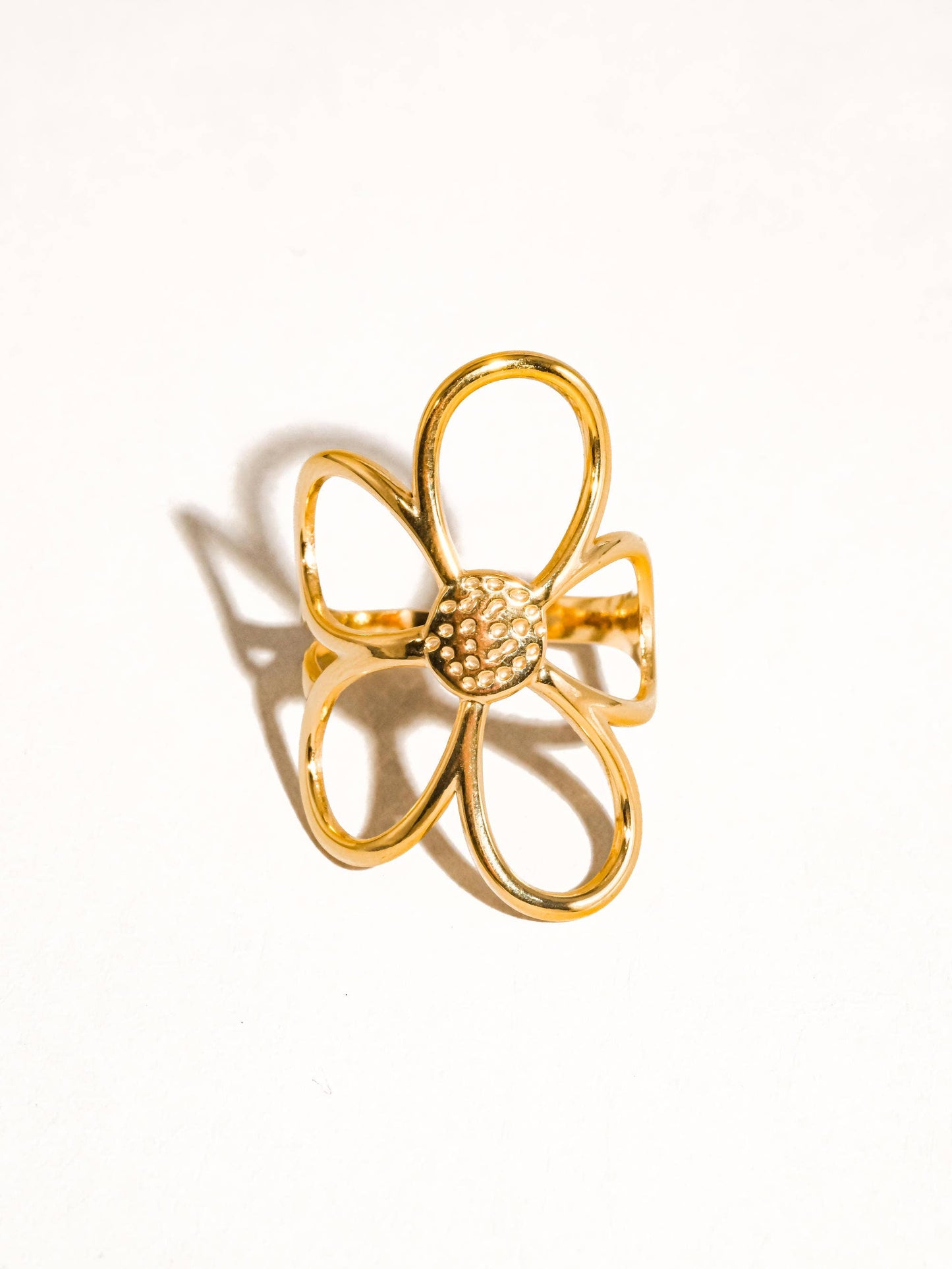 Isolde 18K Non-Tarnish Large Floral Ring: Yellow Gold