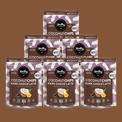 Dark Choco'Latte Coconut Chips: 6-Pack