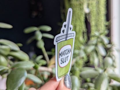 Matcha slut vinyl sticker, coffee shop merch: Loose