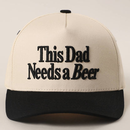 THIS DAD NEEDS A BEER Embroidered Two-Tone Trucker Hat: BLK / ONE SIZE