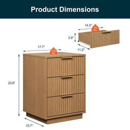 3-Drawer Low Storage Cabinet: Black