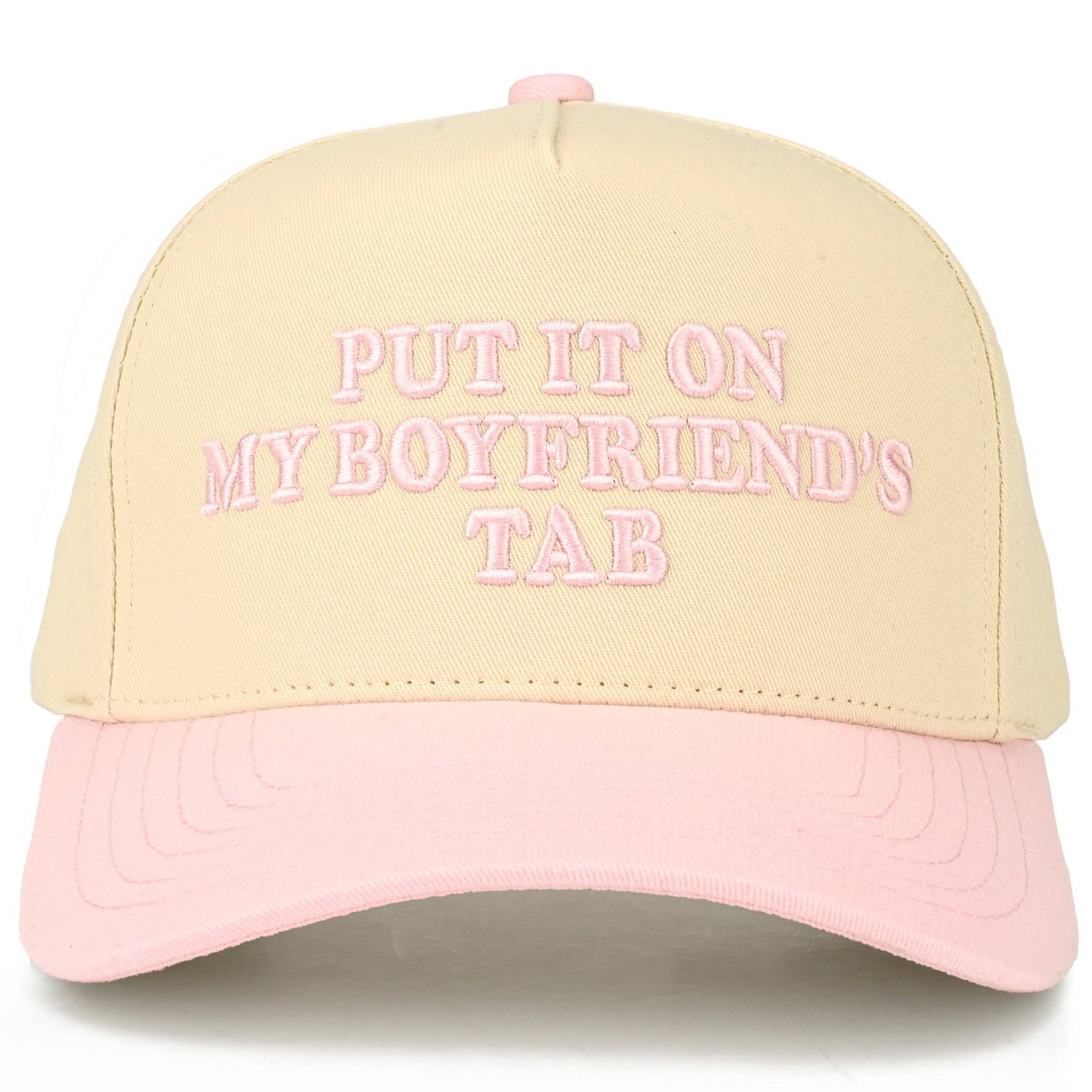 C.C PUT IT ON MY BOYFRIEND'S TAB Letter Two Tone Trucker Hat: Sky Blue