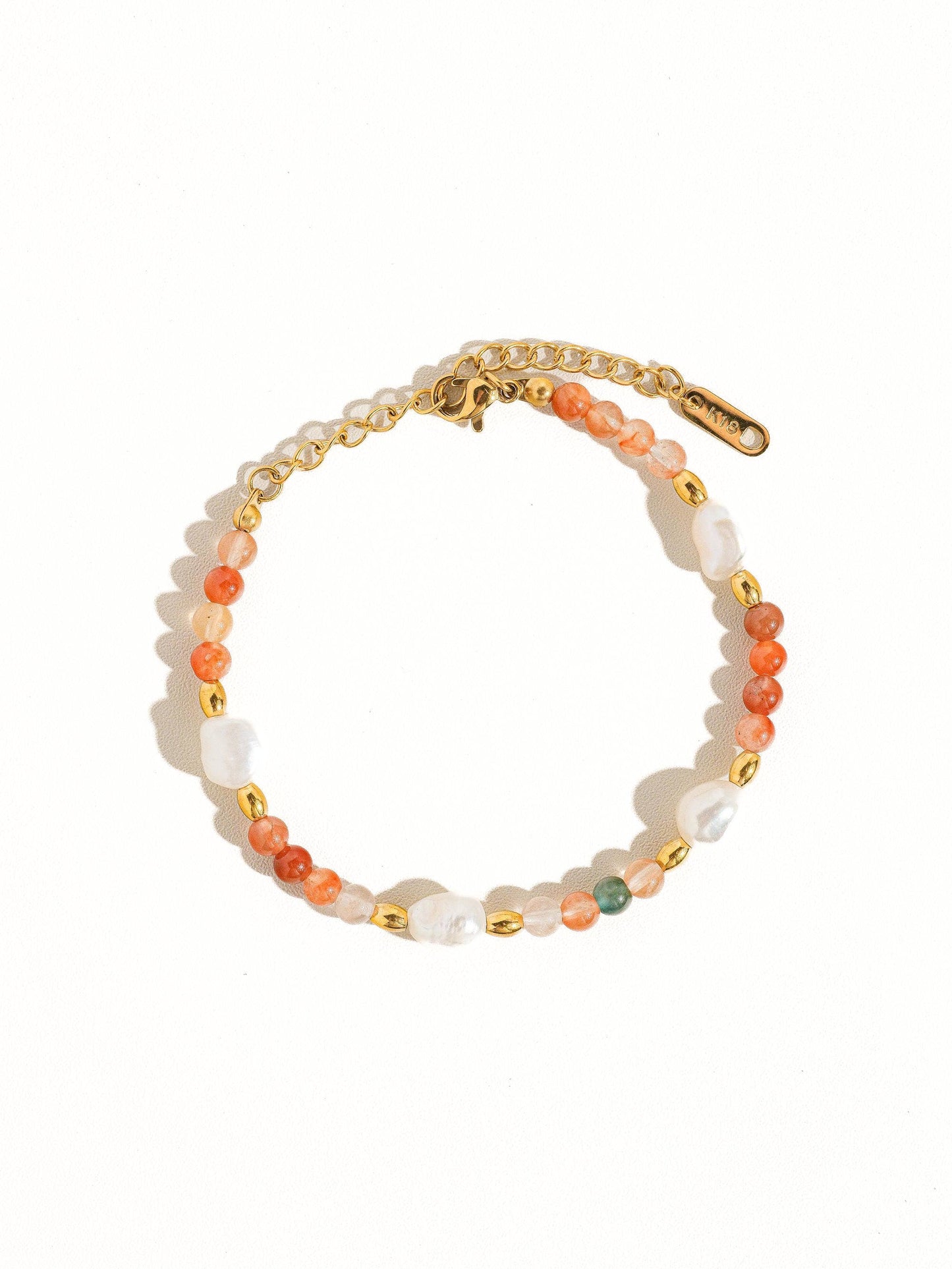 18K Non-Tarnish Bohemian Stone and Bead Bracelet: Jolin-Rose