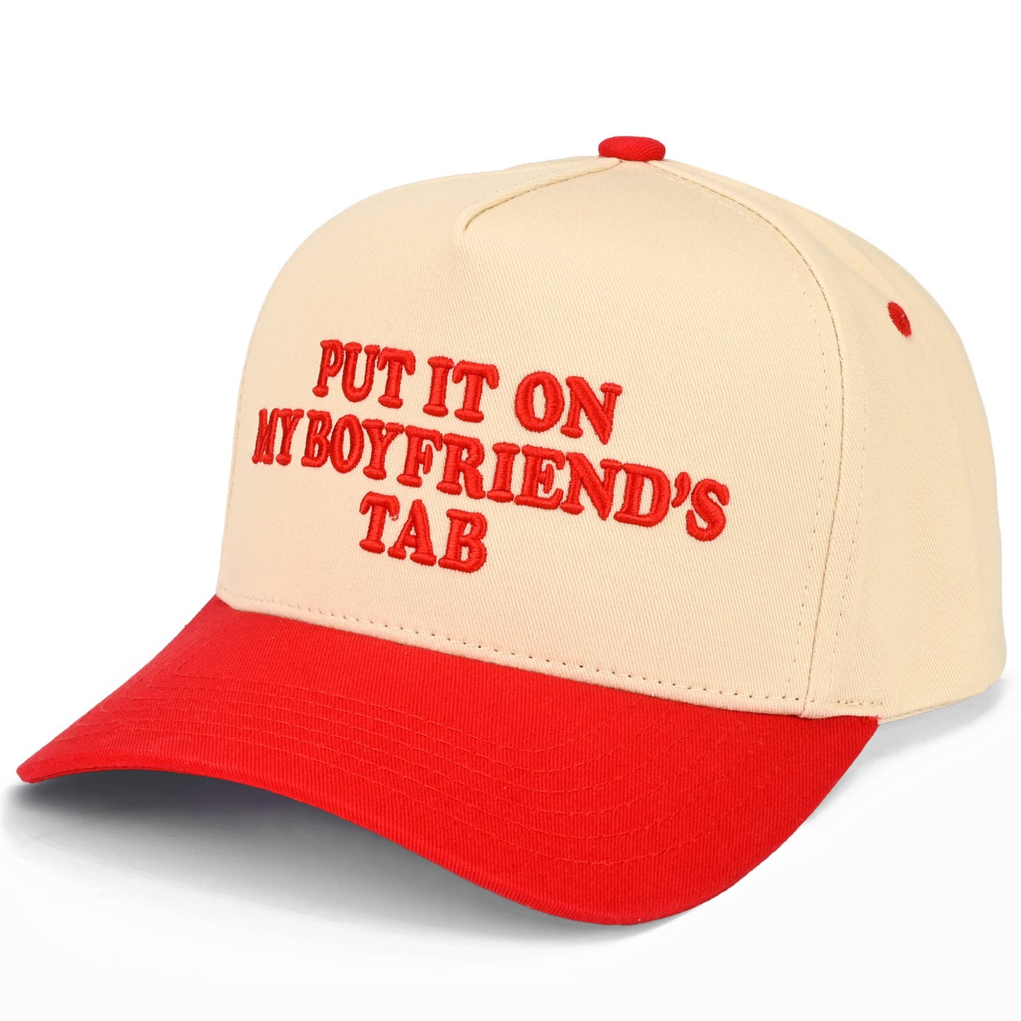 C.C PUT IT ON MY BOYFRIEND'S TAB Letter Two Tone Trucker Hat: Sky Blue