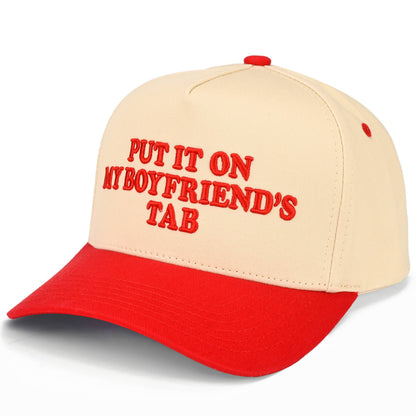 C.C PUT IT ON MY BOYFRIEND'S TAB Letter Two Tone Trucker Hat: Sky Blue