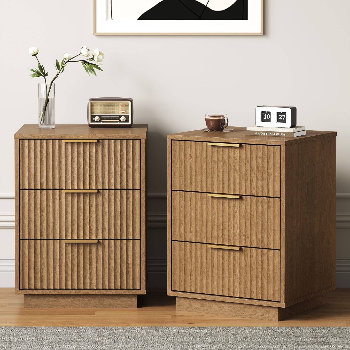 3-Drawer Low Storage Cabinet: Black