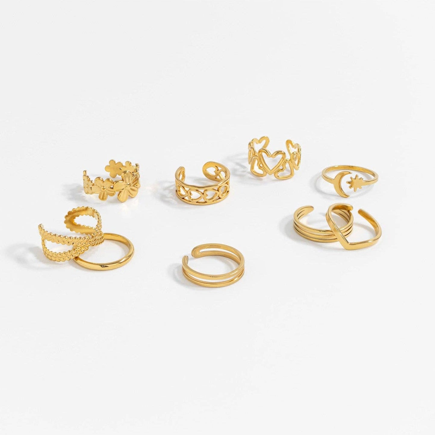 18K Gold PVD Stainless Steel Triple Toe Ring: Gold