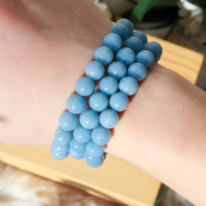 Angelite Round Beaded Bracelet
