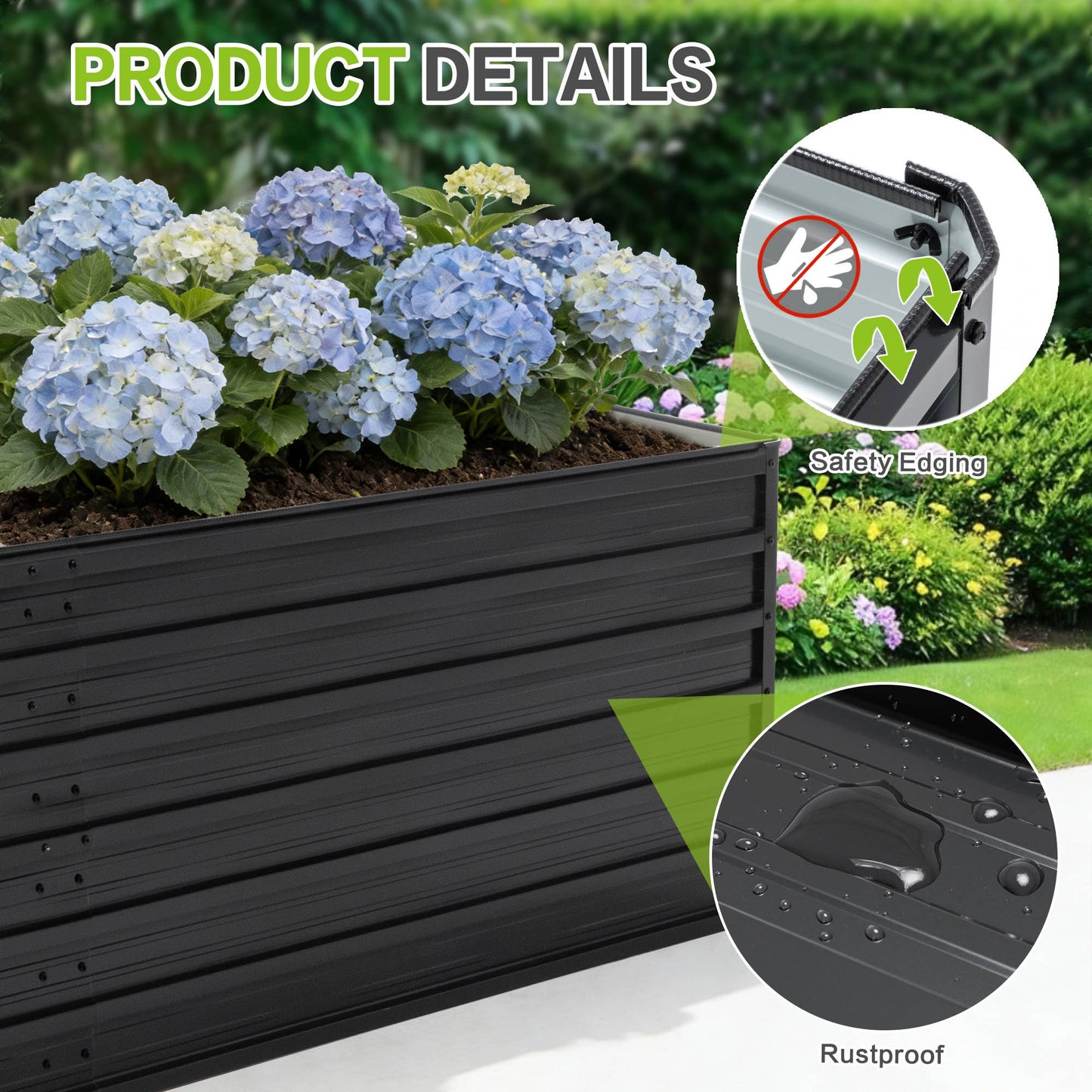 8x4 Galvanized Raised Garden Bed Planter for Gardens