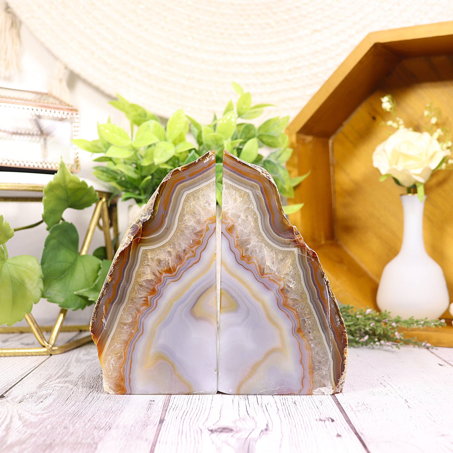 Natural Agate Bookend Pair
