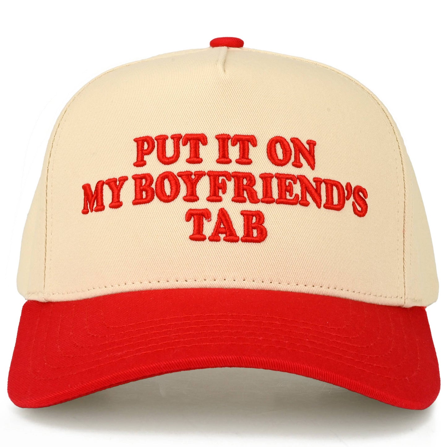 C.C PUT IT ON MY BOYFRIEND'S TAB Letter Two Tone Trucker Hat: Sky Blue