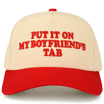 C.C PUT IT ON MY BOYFRIEND'S TAB Letter Two Tone Trucker Hat: Sky Blue