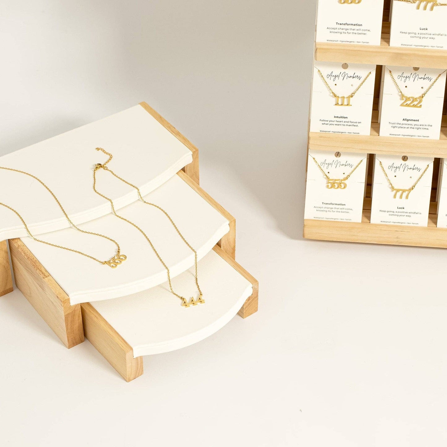Angel Number Jewelry Display Set: Gold