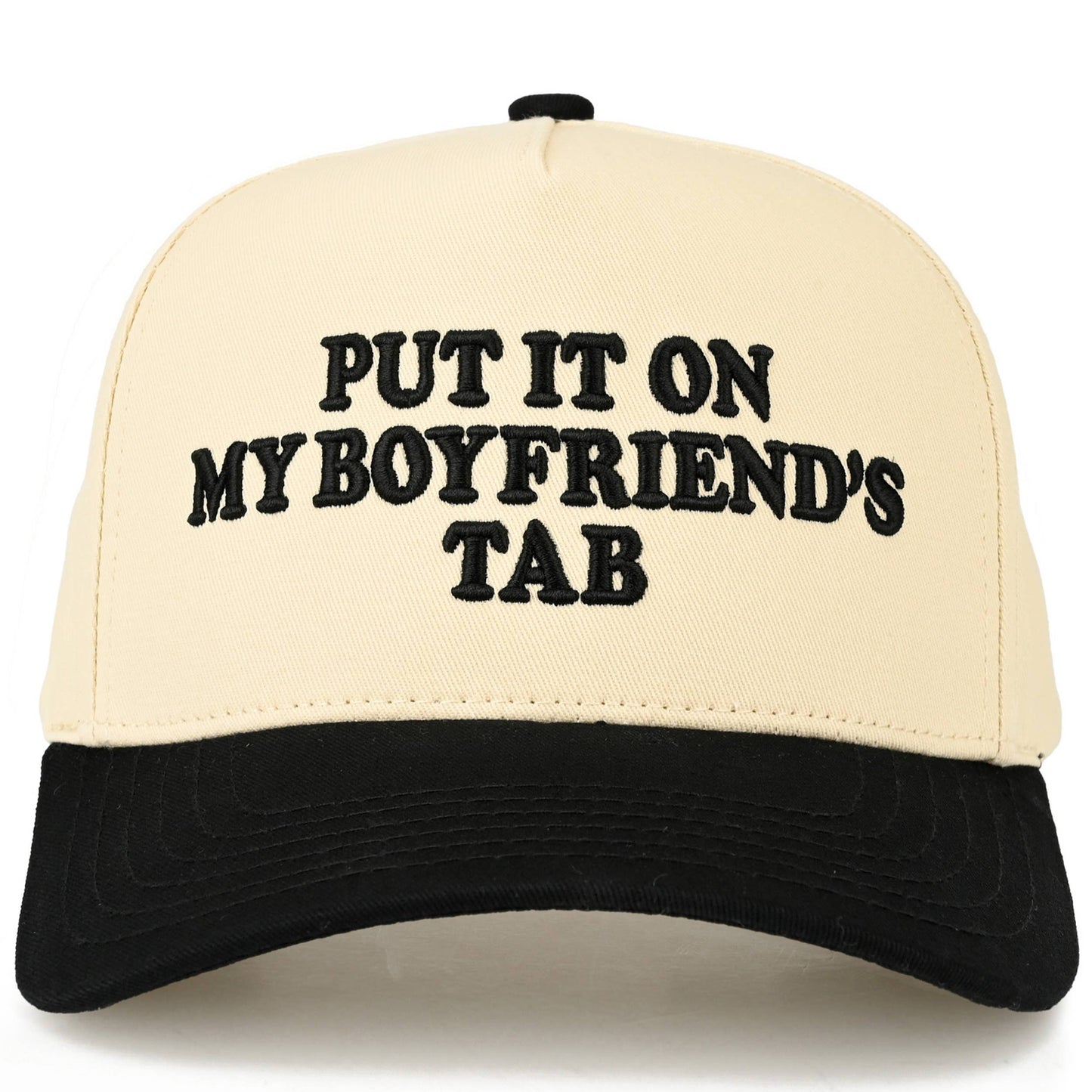 C.C PUT IT ON MY BOYFRIEND'S TAB Letter Two Tone Trucker Hat: Sky Blue