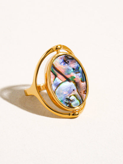Violette 18K Gold Double-Sided Shell Ring: Yellow Gold / 7