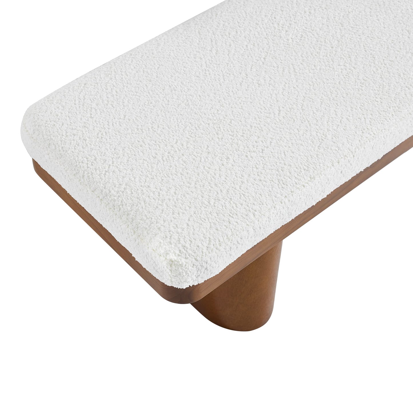 47.5" Wood Bed Bench Ottoman, Teddy Velvet Entryway Bench: Walnut