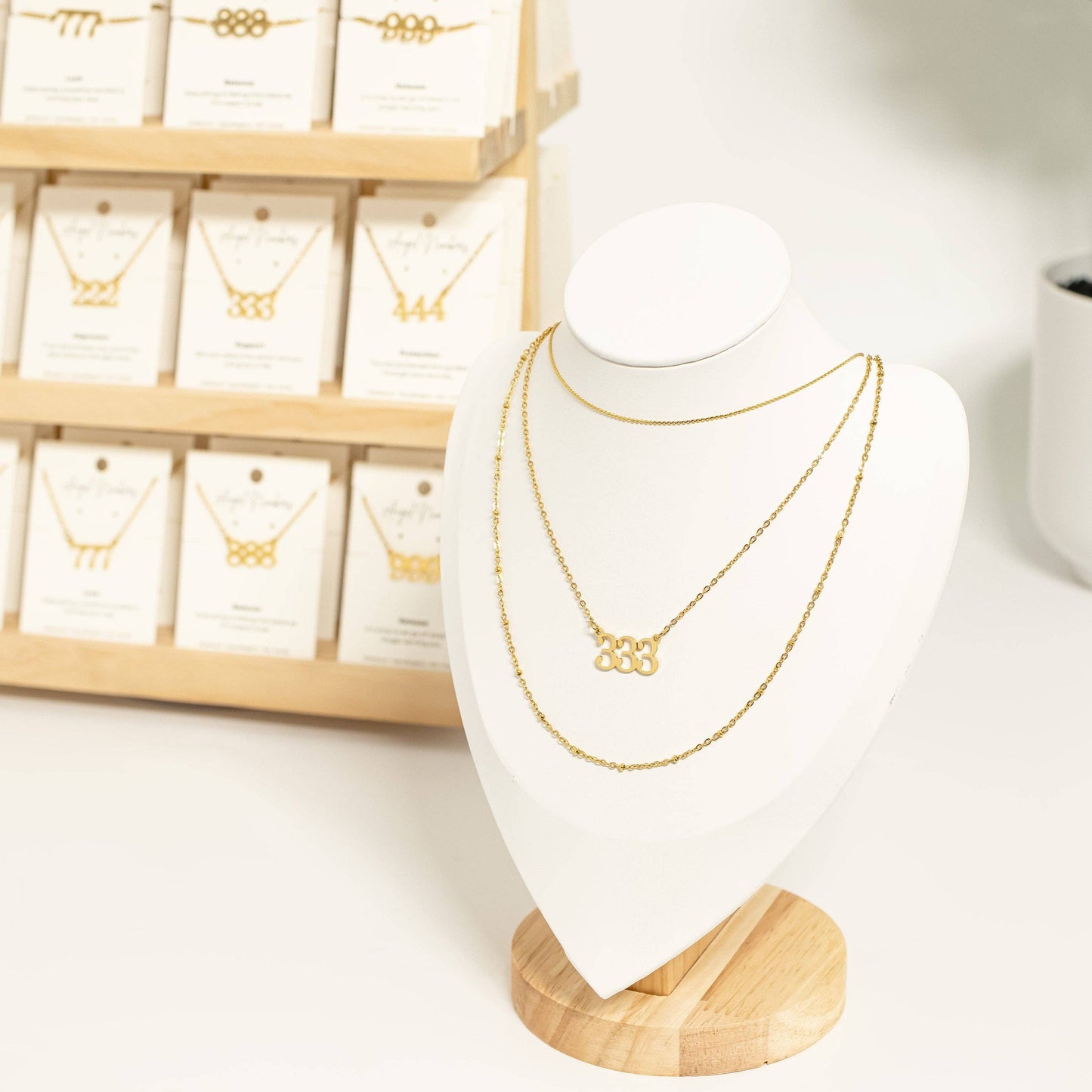 Angel Number Jewelry Display Set: Gold