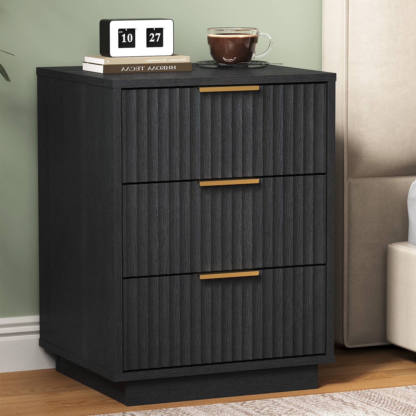 3-Drawer Low Storage Cabinet: Black