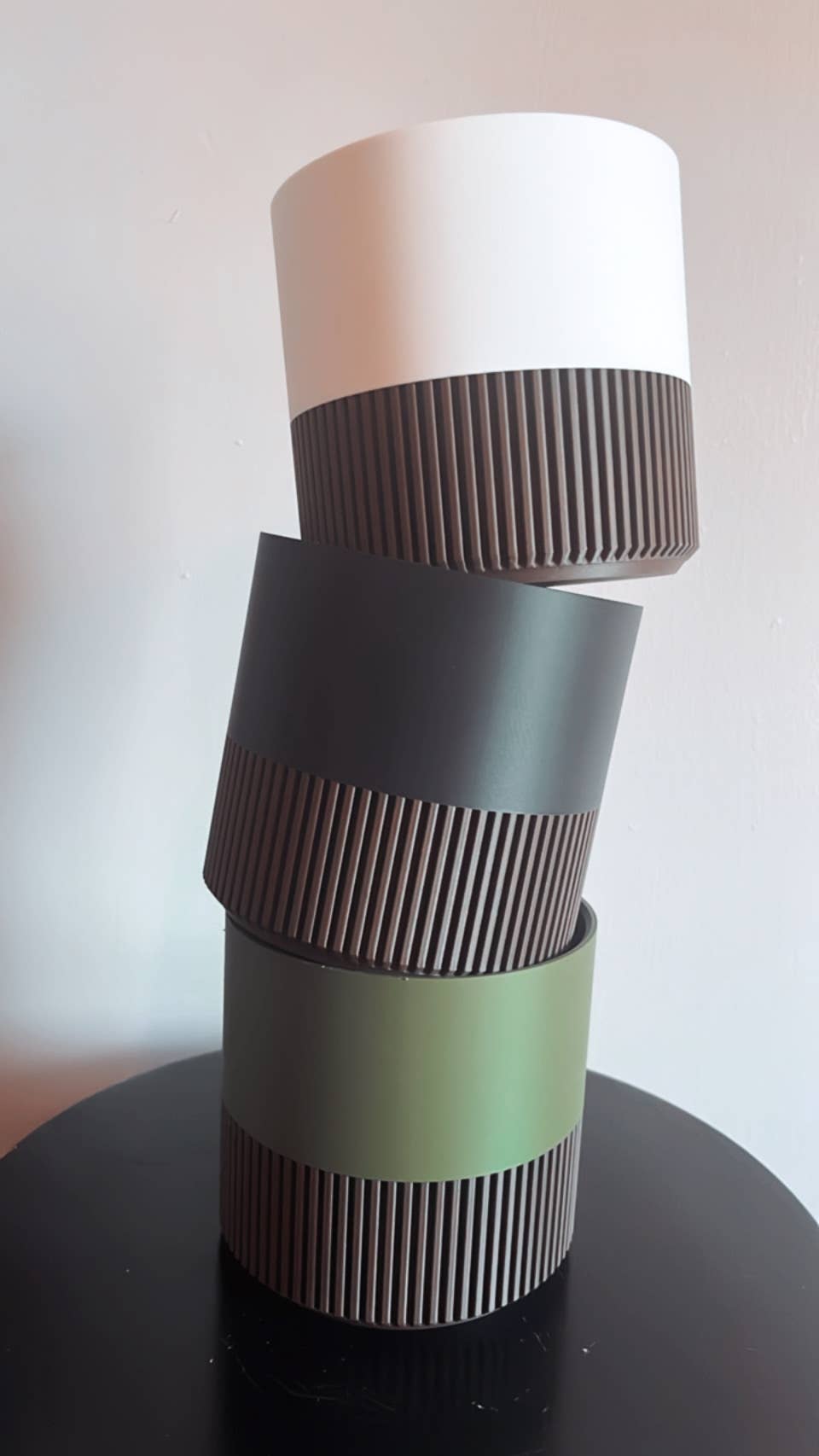 Two-Toned Cedar & Colour Plant Pot | Mid Century Inspired  : Black / Large
