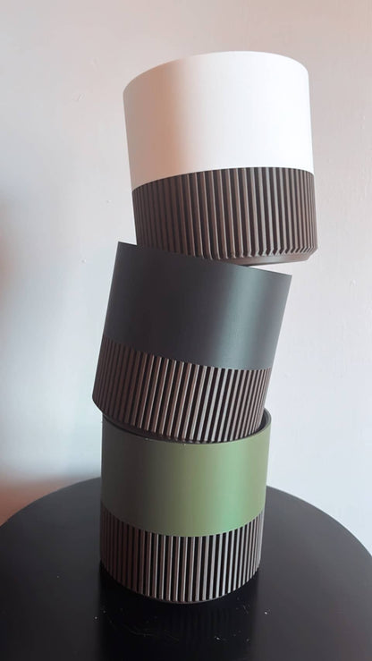 Two-Toned Cedar & Colour Plant Pot | Mid Century Inspired  : Olive / Large