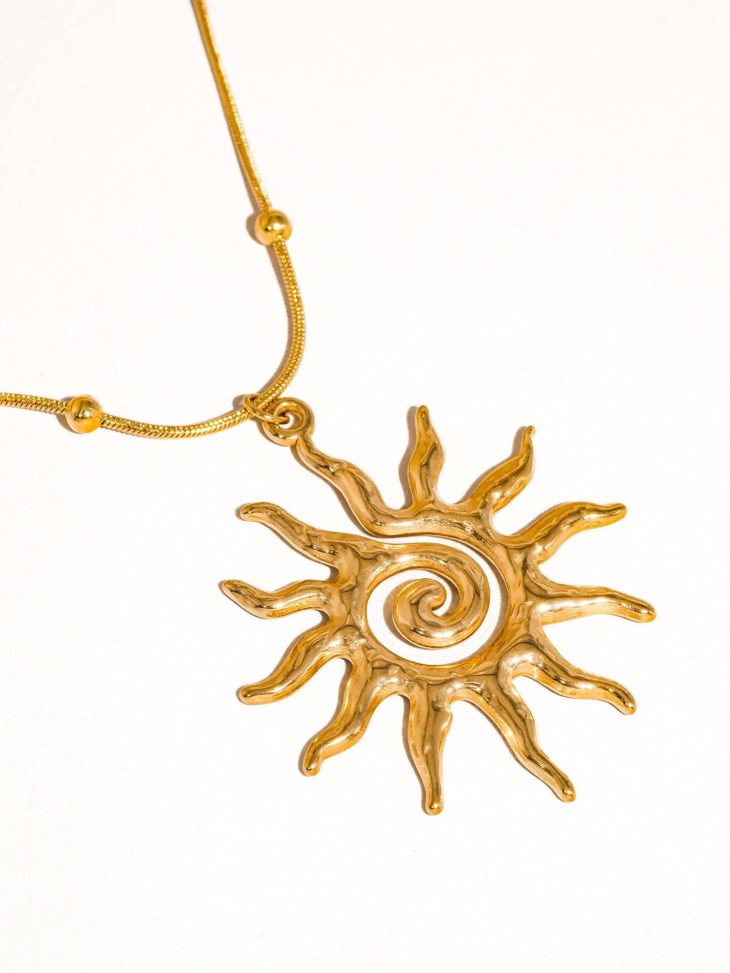 Taiyo 18K Gold Non-Tarnish Boho Sun Necklace: Silver