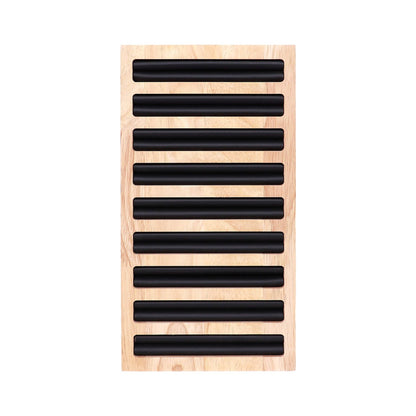 Natural Wood & Leather Slotted Ring Display: White