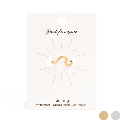 18K Gold PVD Stainless Steel Adjustable Wave Toe Ring: Stainless