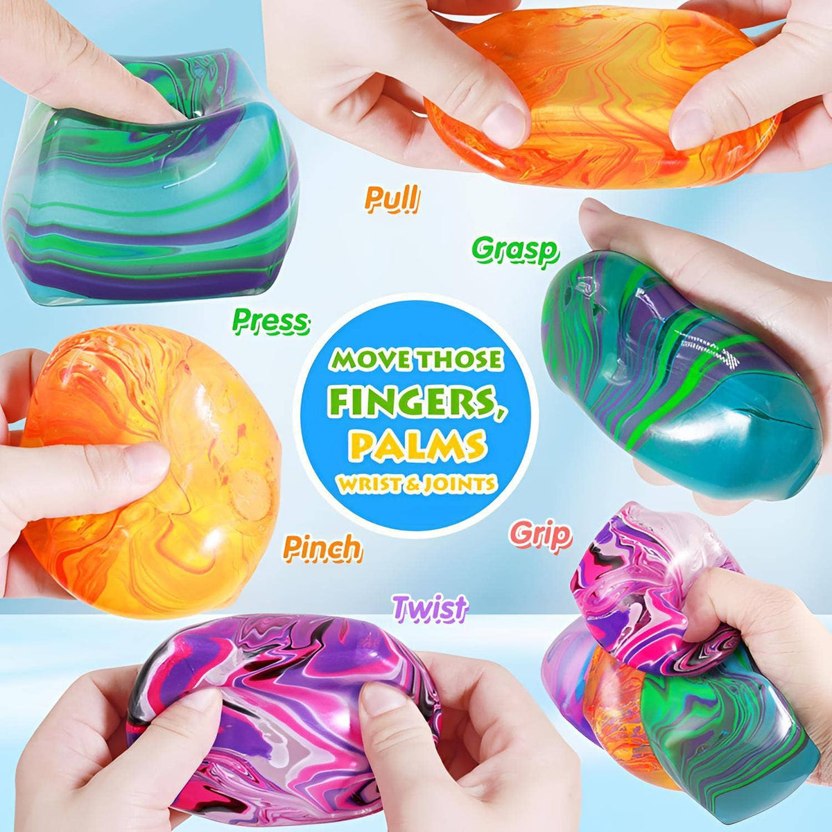 Marble Ice Cube Squishy Slow Rising Stress Toy: Orange Marble / 2.2 in