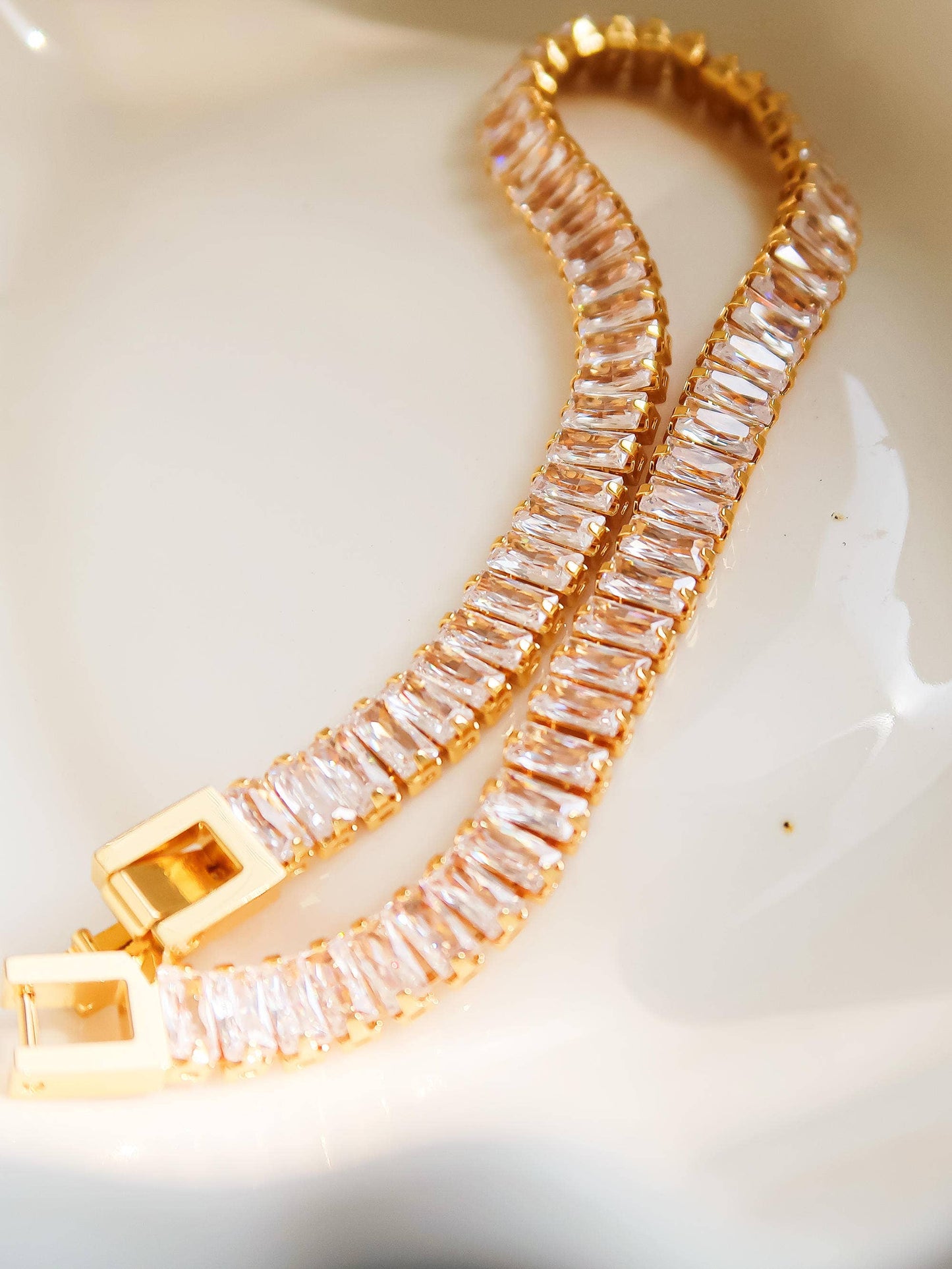 Rhodes 18K Gold Non-Tarnish Glam CZ Bracelet: Yellow Gold