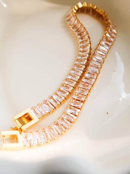 Rhodes 18K Gold Non-Tarnish Glam CZ Bracelet: Yellow Gold