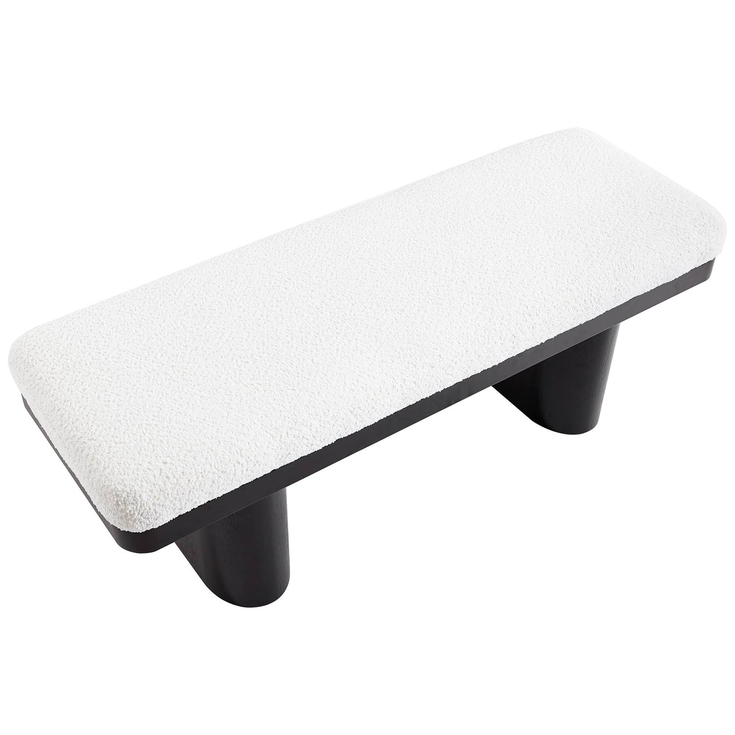 47.5" Wood Bed Bench Ottoman, Teddy Velvet Entryway Bench: Walnut