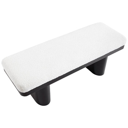47.5" Wood Bed Bench Ottoman, Teddy Velvet Entryway Bench: Walnut